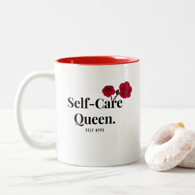 Taza Bicolor Blanco - Reina de autocuidado - Mug (Con donut)