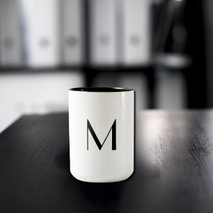 Taza Bicolor blanco sólido - agregar monograma negro