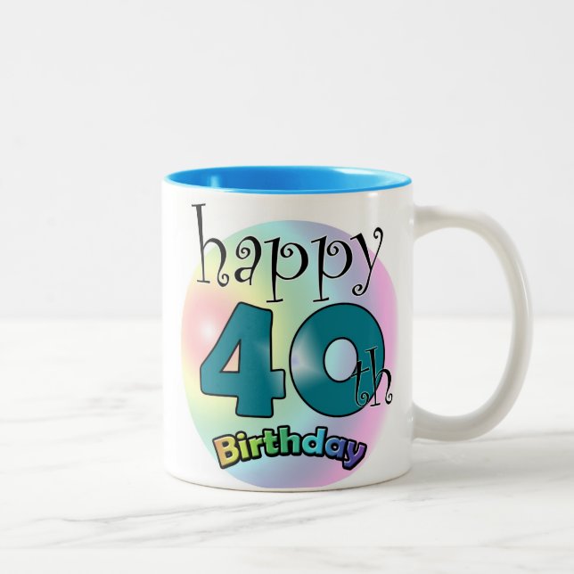 Taza Bicolor Blauwe Happy 40th Birthday (Derecha)