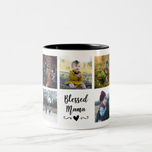 Taza Bicolor Blessed Mama Personalizado Photo Mug