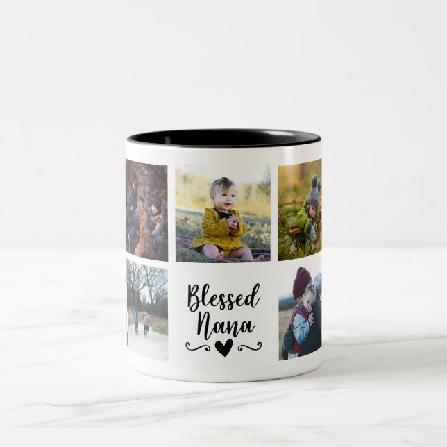 Taza Bicolor Blessed Nana Personalizado Photo Mug (Centro)