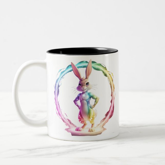 Taza Bicolor Bliss de conejito juguetón (Izquierda)