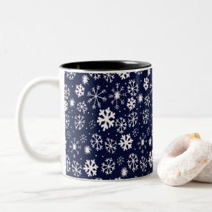 Taza Bicolor Blizzard de copos de nieve dibujado a mano con Bl