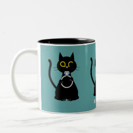 Taza Bicolor BLK WINK Funny Black Cat Propuesta Dos Tone Mug