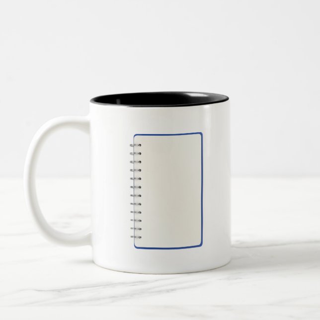 Taza Bicolor bloc de notas en espiral en blanco (Izquierda)