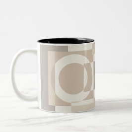 Taza Bicolor Bloques Geométricos Beige Minimalista