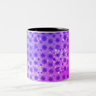 Taza Bicolor Blue Abstract Geometría Copos de Nieve Azul Rosa