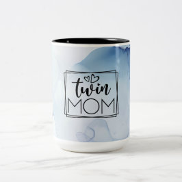 Taza Bicolor Blue Abstract Watercolor Twin Mom