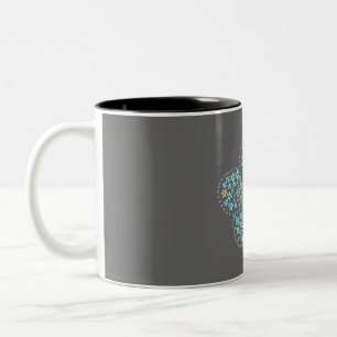 Taza Bicolor Blue Beige Floral Bloom – Dark Grey Botanical Mode