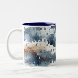 Taza Bicolor Blue Clouds Rainy Day 