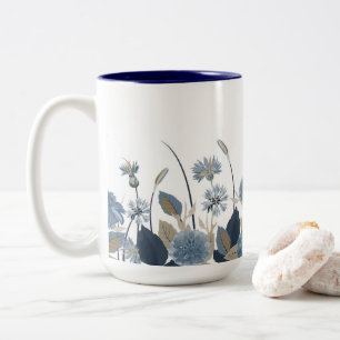 Taza Bicolor Blue Dahlias Cornflower