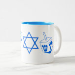 Taza Bicolor Blue Hanukkah Themes Menorah 4Hannah<br><div class="desc">¡Te encantará nuestra jarra temática de Hanukkah!</div>