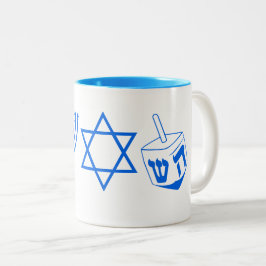 Taza Bicolor Blue Hanukkah Themes Menorah 4Hannah