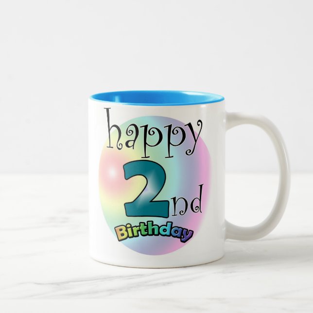 Taza Bicolor Blue Happy 2º cumpleaños (Derecha)