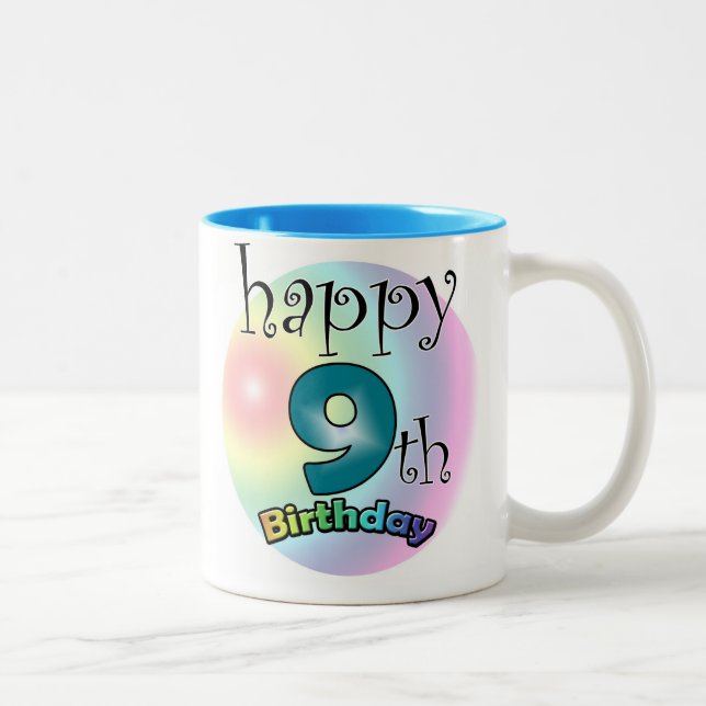 Taza Bicolor Blue Happy 9º cumpleaños (Derecha)