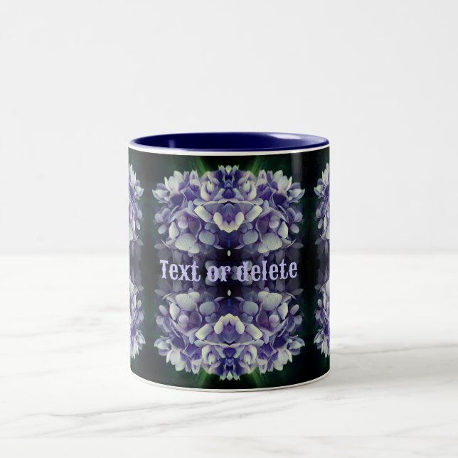 Taza Bicolor Blue Hydrangea Petals Resumen Personalizado (Centro)