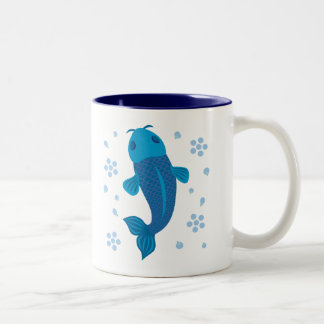 Taza Bicolor Blue Koi Fish