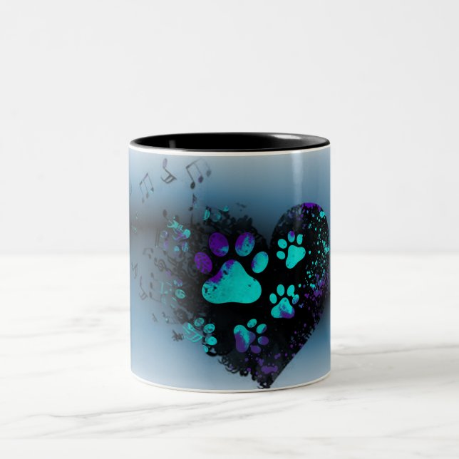 Taza Bicolor Blue Paw Heart Mug (Centro)