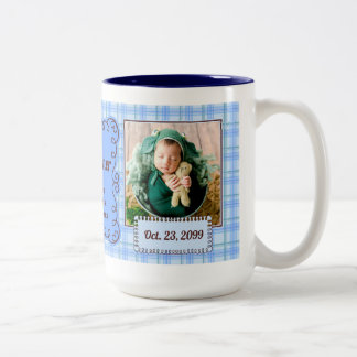 Taza Bicolor Blue Plaid Orgullo Abuelo 2 Foto