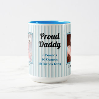 Taza Bicolor Blue Striped Proud Dad 2 Photo