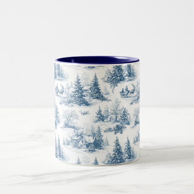 Taza Bicolor Blue Toile Christmas Pattern  (Centro)