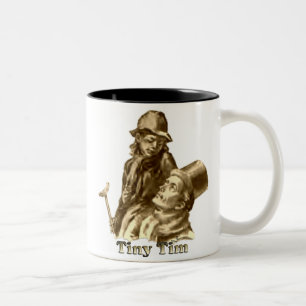 Taza Bicolor Bob Cratchit y villancico minúsculo del navidad de