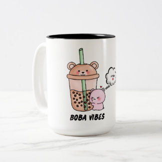 Taza Bicolor Boba Vibes,Cute Drinkware para los amantes del té 