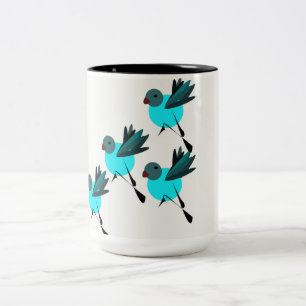 Taza Bicolor Boca de café de las aves azules