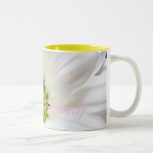Taza Bicolor boda de flores de margarita blanca pura