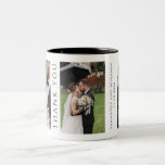 Taza Bicolor Boda de Fotos Modernas Gracias<br><div class="desc">Foto moderna de varios bodas Gracias tarjeta para sus invitados que se presentaron para apoyar y celebrar su gran día con usted. Añade fácilmente tus fotos favoritas,  nombres de novios y novios,  fecha y un mensaje y firma personalizado en el reverso.</div>