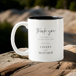 Taza Bicolor Boda de Moda Minimalista moderna Gracias<br><div class="desc">El diseño está compuesto por una tipografía moderna de moda con fuentes sans serif y serif.</div>