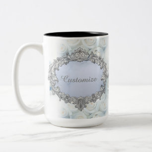 Taza Bicolor Boda de rosas blancas de invierno personalizado Mu