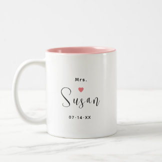 Taza Bicolor Boda del nombre del guión negro personalizado de l