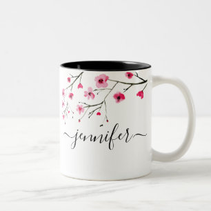 Taza Bicolor Boda del partido de novias con flores de cerezo pe