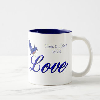 Taza Bicolor Boda personalizada Love Bluebird