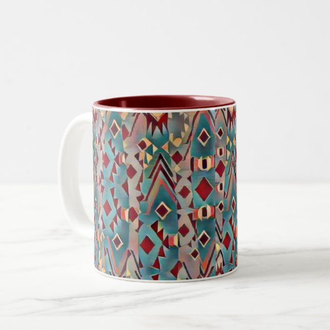 Taza Bicolor Boho Azteca Abstracto (Anverso izquierdo)