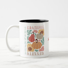 Taza Bicolor Boho Cae Agradecido Agradecimiento Gracias, Bendit
