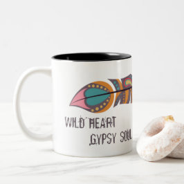 Taza Bicolor Boho Feather Wild Heart Gypsy Soul Mug