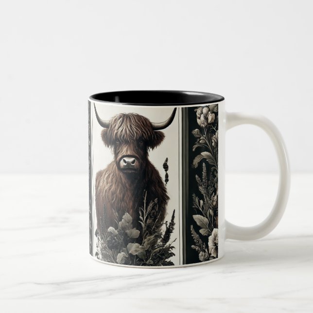 Taza Bicolor Boho Highland Cow (Derecha)