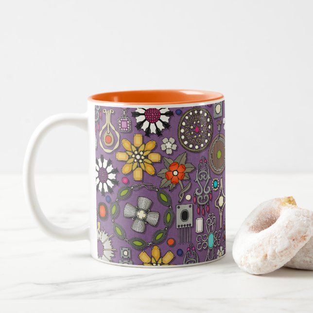 Taza Bicolor boho jewel tesasures lilac (Con donut)