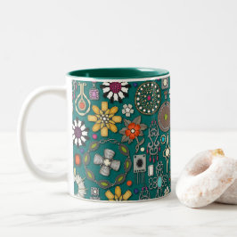 Taza Bicolor boho jewel tesasures viridian green