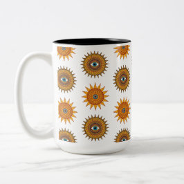 Taza Bicolor Boho Mandala Sun Third Eye - 90s Graphic Art Print