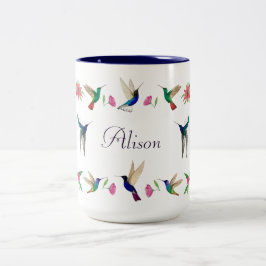 Taza Bicolor Boho Personalizado Hummingbirds