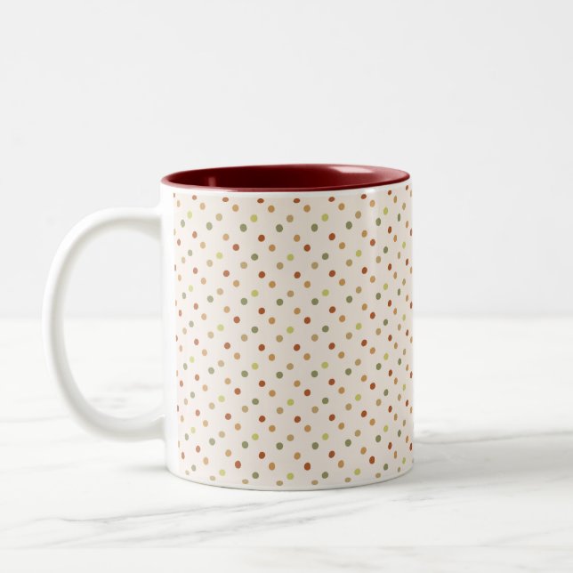 Taza Bicolor Boho Polka Dots Earthy Pattern  (Izquierda)