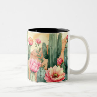 Taza Bicolor Boho Succulent Floral Watercolor Mug