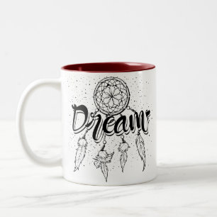 Taza Bicolor Boho Tribal Pluma Sueño