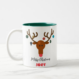 Taza Bicolor Bola de canallas de Navidades de renos musicales