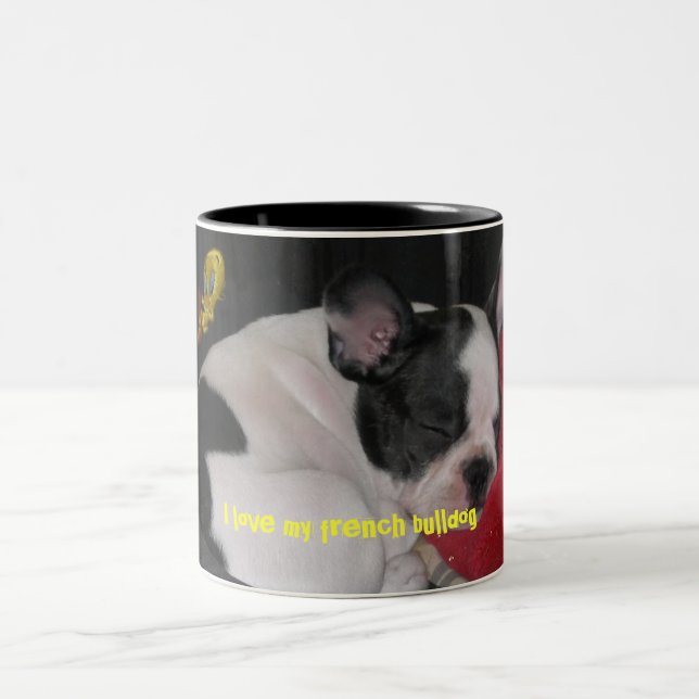Taza Bicolor bola, I amor my french bulldog (Centro)