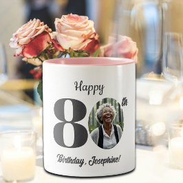 Taza Bicolor Bold 80th Birthday Photo