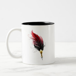 Taza Bicolor Bolígrafo pluma roja con plumilla dorada